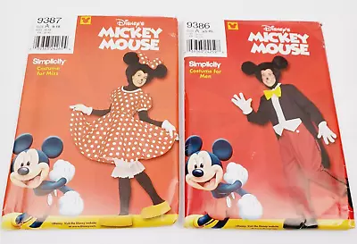 Simplicity Disney Mickey Mouse Lot Of 2 Patterns Men Miss 9386 A & 9387 A • $11.99