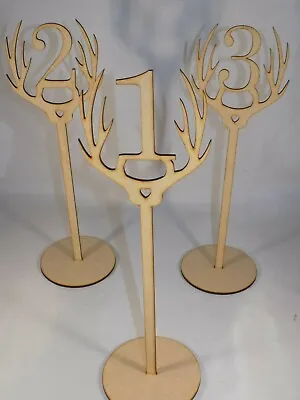 £1.85 • Buy Freestanding Wooden Antlers Stag Table Place Numbers -Wedding - 30cm MDF Plain