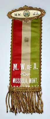 Antique Modern Woodmen Ribbon Pin 1880s America Doublesided Missoula MT Fringe • $29.95