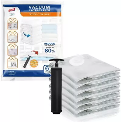TAILI 6Pcs Vacuum Storage Bags Jumbo With Pump Sealer Bags For Bedding Clothes • $26.99