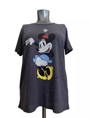 Disney Womens Size L Blue Gray Minnie Mouse Graphic Print Short Sleeve T-Shirt • $14.99