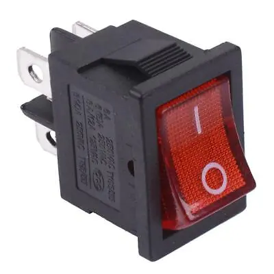 Red On-Off Illuminated Rectangle Rocker Switch DPST 230V • £3.19