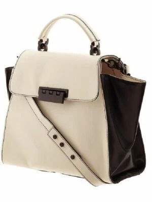 Z Spoke Zac Posen Eartha Hinged Top Handle Almond & Black Handbag Purse $555.00* • $174.85