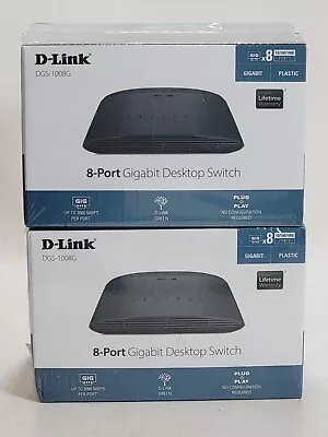 (Lot Of 2) D-Link 8-Port Gigabit Desktop Switch Ethernet DGS-1008G SEALED • $45