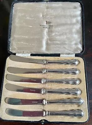 Vintage Silver Plated Walker And Hall Dessert/cake Knife Set Boxed  • £12