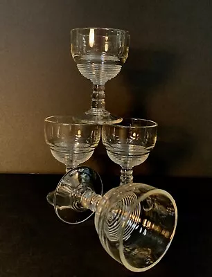 Vintage Set Of 4 Anchor Hocking Manhatten Art Deco Cordial Sherry Wine Glasses • $24.99