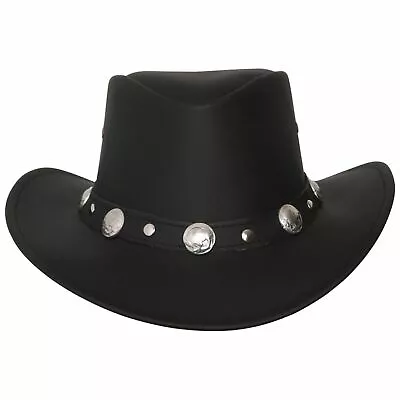 Real Australian Western Buffalo Coin Leather Hat Wild West Cowboy Chinstrap • £17.95