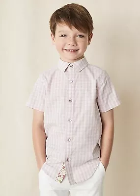 NWT Matilda Jane BOYS Miles Of Style Size 16 Button Up Shirt Purple Gingham Kids • $28