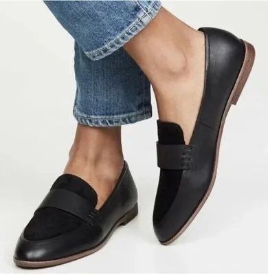 Madewell Women's The Alex Loafer In Black Leather And Suede Size 9 AA201 • $49.99
