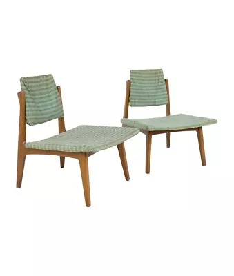 Wytheville Chair Company Mid Century Low Occasional Slipper Lounge Chairs - Pair • $1747