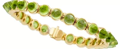 Designer  LAURA MUNDER 18K Yellow Gold Peridot Cabochons Gemstone Bracelet RARE! • $6999