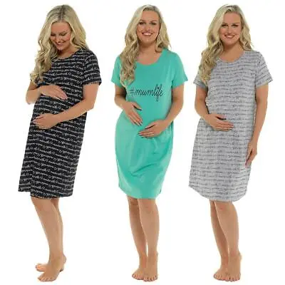 Maternity Jersey Cotton Nightie Ladies Pregnancy Short Sleeve Nightdress Gown • $16.17