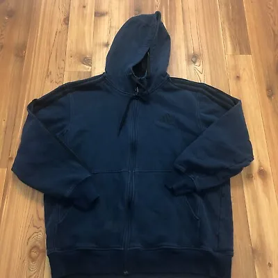 Adidas Blue Full Zip Solid Plain Hoodie Solid Plain Jacket Adult Size XL • $30