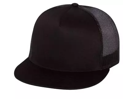 Yupoong Blank Five-Panel Classic Trucker Hat Snapback Structured Flat Bill 6006 • $6.99