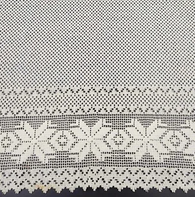 Off White Crochet Lace Kitchen Curtain Valance Tier Or Swag Vintage Cafe Panel • $21.99