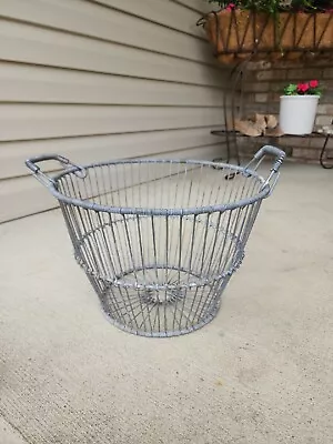 Vintage Wire Basket Oyster Clams Egg Bushel Basket • $62