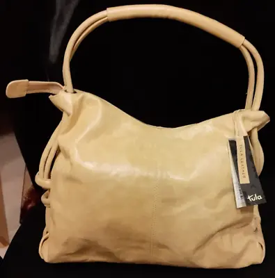 Handbag TULA Leather 13 X 10  Brand New With Tags Pastel Yellow • £28