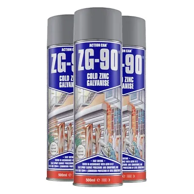 Silver Galve Spray Paint - ZG-90 Cold Zinc Galvanising Galv Spray (Pack Of 3) • £27.99