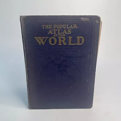 Vtg 1936 THE POPULAR ATLAS OF THE WORLD Maps Census Gazetteer (LW3Box3) • $15