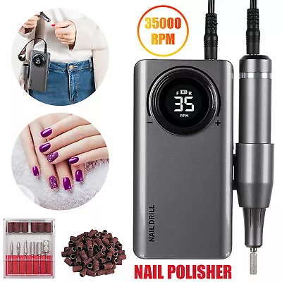 35000RPM Wireless Electric Nail Drill Machine E File Manicure LED Art Drill Gray • $57.99