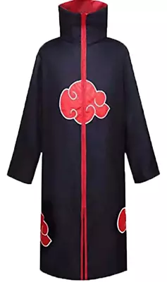 Size 2XL Naruto Akatsuki Cloak Robe Cape Jacket Cosplay Anime Red Cloud Zipper • $15.99