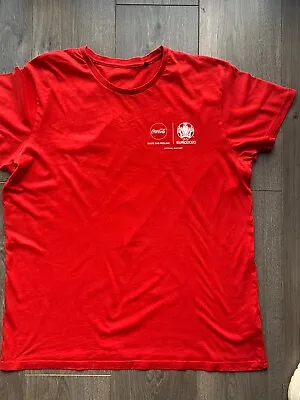 Mens EURO 2020 Football T-Shirt COCA COLA Red Short Sleeve Promo Large XL • £4.99