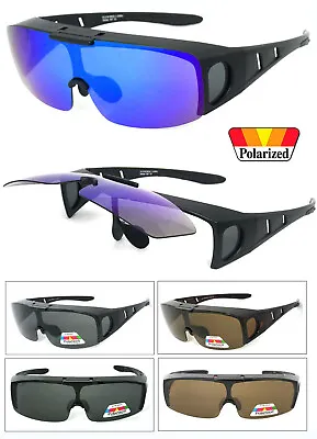 Flip Up Fit Over Sunglasses Polarized Lens Over PRESCRIPTION GLASSES Side Shield • $15.95