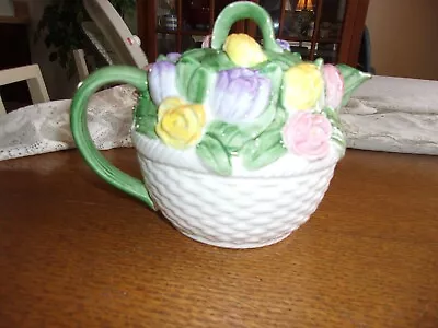 Otagiri Floral Teapot Mary Ann Baker / Excellent Condition / Basket Weave Design • $13