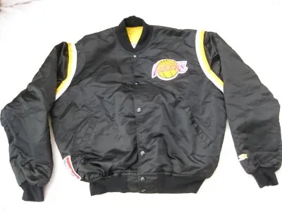 Vintage NBA Starter Authentic LA Los Angeles Lakers Black Satin Jacket Size XL • $130