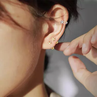 1Pair Flower Earring For Women Ear Bone Nail Cartilage Earring Spiral Stud Earri • $1.52