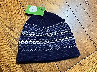 Brand New Bula Blue Knit Beanie Cap Cool Design Fleece Lined 100% Wool Sz Small • $15