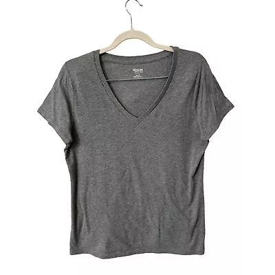 Mossimo Supply Co. V-Neck T-Shirt Women XXL Gray Cotton Blend Casual Basic Tee • $11.24
