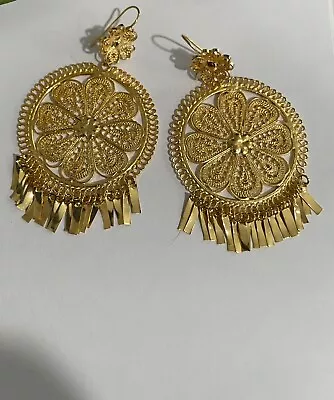 Mexican Filigree Earrings Gold Plate  • $30