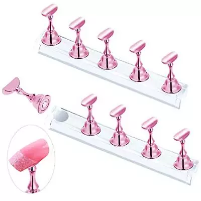 2 Sets Pink Nail Stand For Press On Nails Display Magnetic Fake Nails Holder... • $7.65