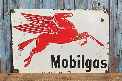 Vintage MOBIL Gas Station Porcelain Metal Sign Mobilgas Pegasus • $36