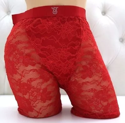 Victoria's Secret VS Monogram Rhinestone Shine Patch Lace Boxer Brief Red M NEW • $19.99