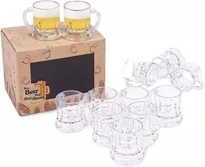 Mini Plastic Beer Mug Shot Glasses With Handles For Party-2.16'' Tall-2 Oz (Set  • $18.22