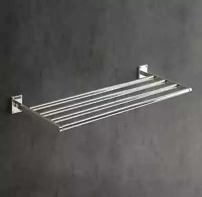 NEW Restoration Hardware LAMBETH SMOOTH  Train Rack Towel Bar SATIN  Nickel • $149.99