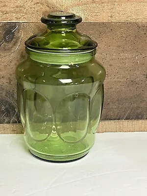 Vintage Green Glass Apothecary Jar Canister Bubble Design Anchor Hocking Retro • $18