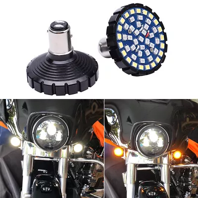 Motocycle 1157 LED Turn Signal Lights Amber For Harley Davidson Road King Glide • $21.99