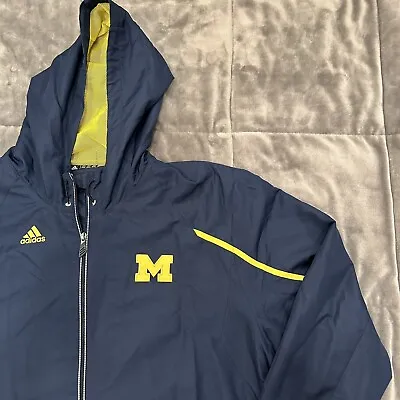 Adidas Michigan Wolverines Mens Full Zip Lightweight Hooded Sideline Jacket 2XL • $22.99