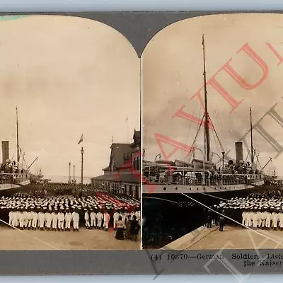 C1908 WWI Germany Soldiers Kaiser Wilhelm Prussia Real Photo Stereoview Navy V44 • $29.50