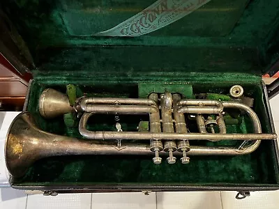 1916 C.G. Conn Cornet W/ Case Mouthpiece Mute. New Wonder Model 80A. Bb/A • $345