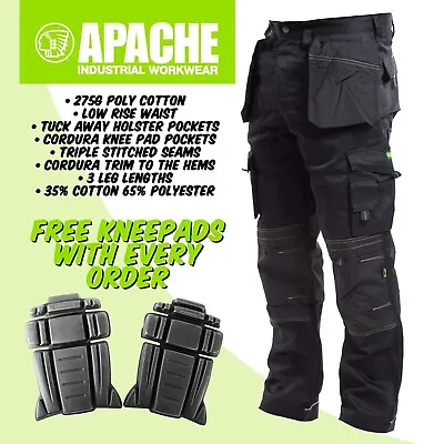 Apache Work Trousers Knee-Pad & Twill Holster Pockets Cordura Triple Stitched • £29.99
