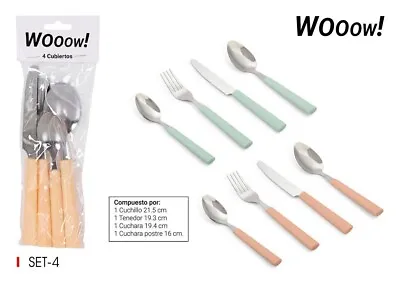 4 Pcs Cutlery Set Spoons Forks Dinning Table Kitchen ASSORTED COLOURS • £2.95