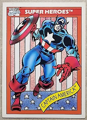 Captain America Card #1 1990 Marvel Universe Superheroes Series I By Impel • $3