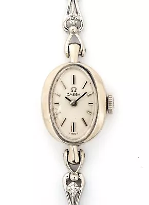 Vintage 14k White Gold Case Omega Ladies Watch With Diamonds 1969 • $385