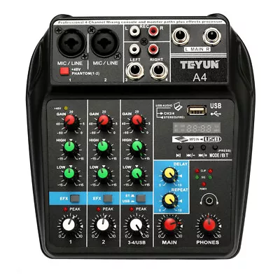 4 Channels USB Studio Audio Mixer Board Live Sound BT Sound Mixing Console Q2S8 • $32.98