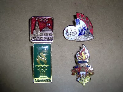 4 Olympic Pins  MOCKBA 80  Soviet Russia Moscow (2) Atlanta 96 Salt Lake City 02 • $4.99