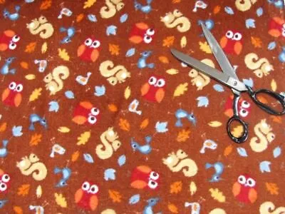 Microfleece Fleece Fabric Cuddly Owls Birds On Brown EUR 10.98/m  • £4.74